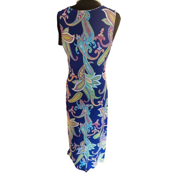 Philosophy Republic Sleeveless Paisley Maxi Stretch Dress Long Boho Slit Button - Picture 5 of 16